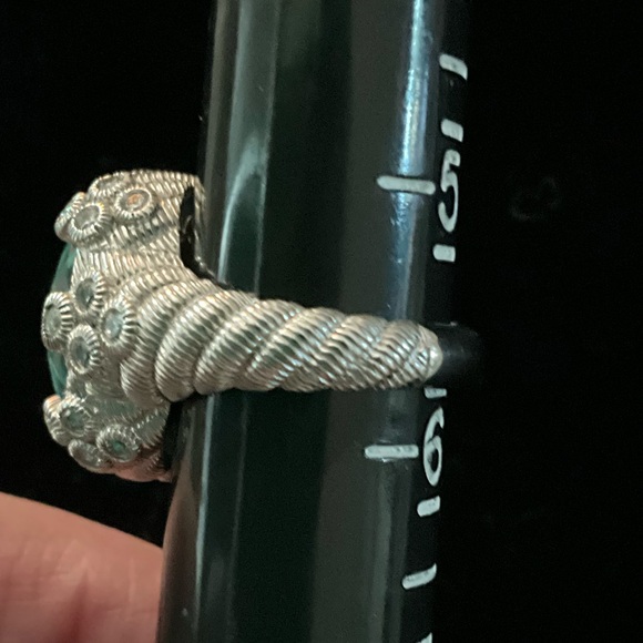 Judith Ripka Sterling Oval Turquoise and Quartz Doublet Cocktail Ring 5.75 - Picture 3 of 16